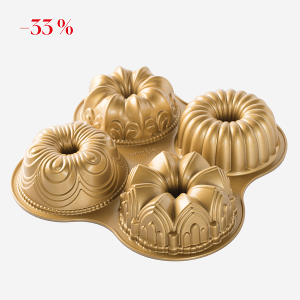 Nordic Ware Forma na mini bábovky mix, 37,5 x 37,5 cm, zlatá 91377